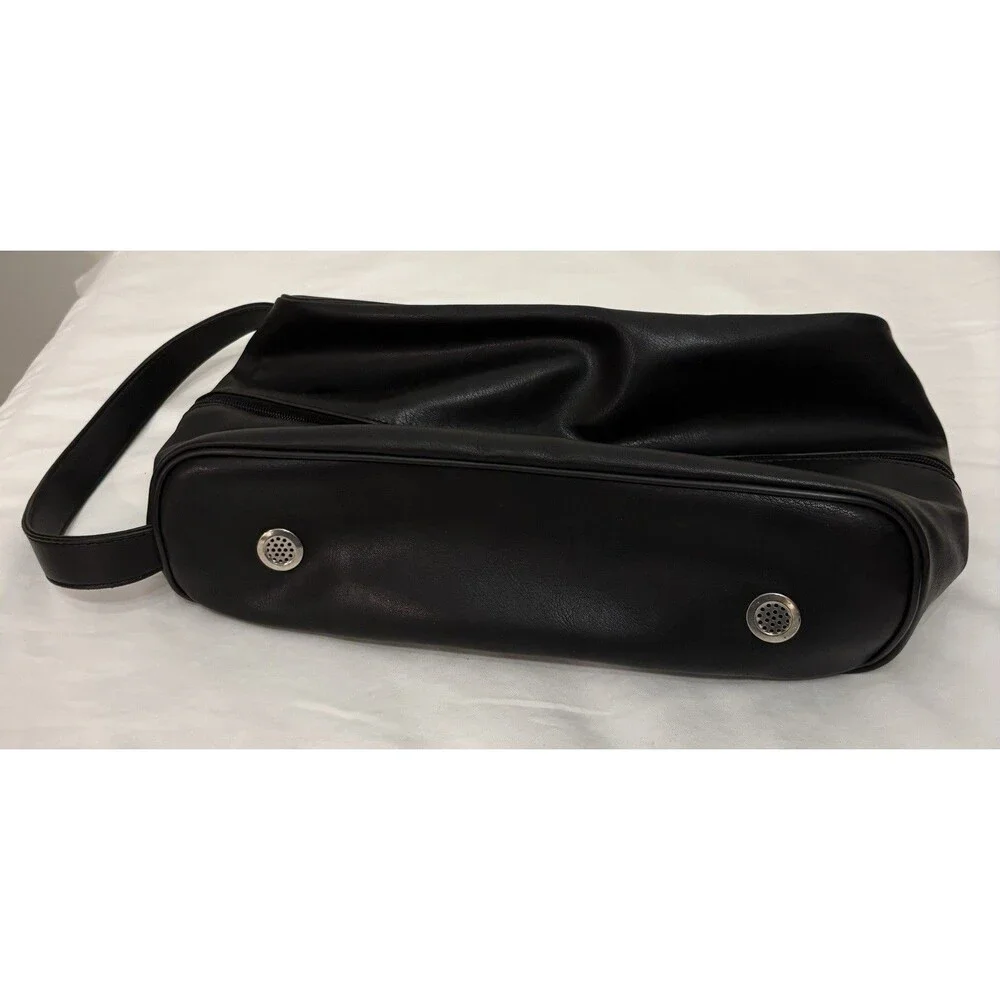 Dockers Mens Black Synthetic Leather Toiletry/Shoe Bag With Handle & Ventilation